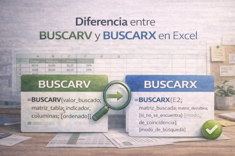Diferencia entre BUSCARV y BUSCARX en Excel: guía completa, ventajas, desventajas y ejemplos (2026)